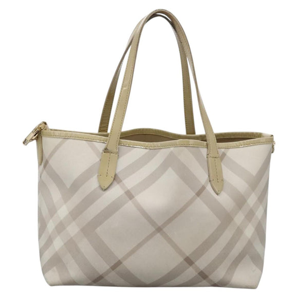 BURBERRY Nova Check Tote Bag PVC Beige Auth ti2855