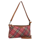 BURBERRY Nova Check Blue Label Shoulder Bag Canvas 2way Red Auth ti2856-1
