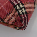 BURBERRY Nova Check Blue Label Shoulder Bag Canvas 2way Red Auth ti2856-14