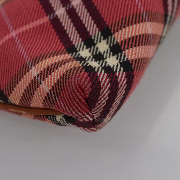 BURBERRY Nova Check Blue Label Shoulder Bag Canvas 2way Red Auth ti2856