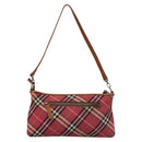BURBERRY Nova Check Blue Label Shoulder Bag Canvas 2way Red Auth ti2856-2