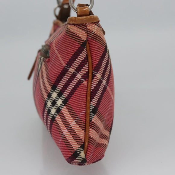 BURBERRY Nova Check Blue Label Shoulder Bag Canvas 2way Red Auth ti2856