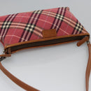 BURBERRY Nova Check Blue Label Shoulder Bag Canvas 2way Red Auth ti2856-7