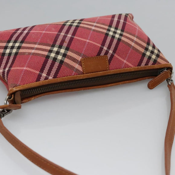 BURBERRY Nova Check Blue Label Shoulder Bag Canvas 2way Red Auth ti2856