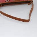 BURBERRY Nova Check Blue Label Shoulder Bag Canvas 2way Red Auth ti2856-8