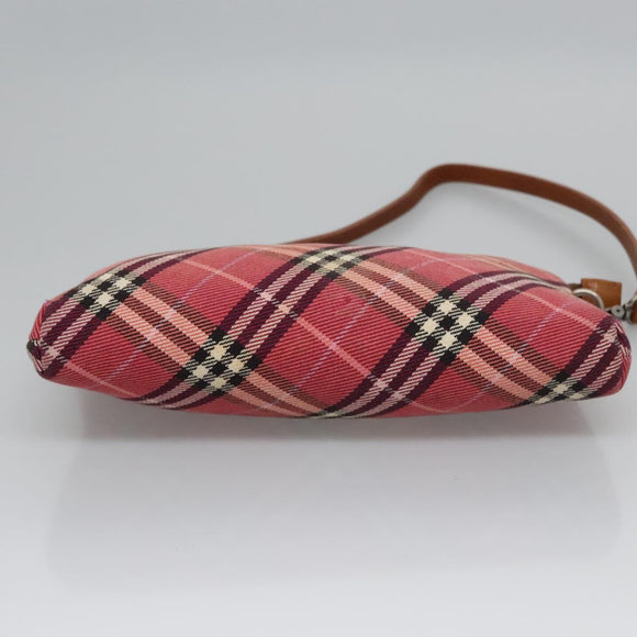 BURBERRY Nova Check Blue Label Shoulder Bag Canvas 2way Red Auth ti2856