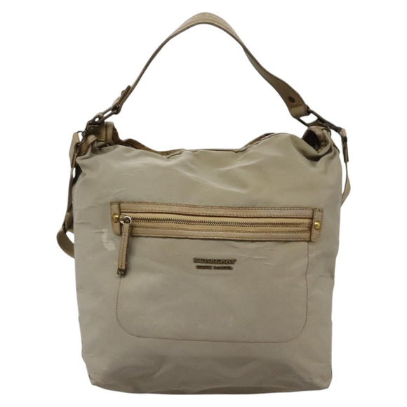 BURBERRY Blue Label Shoulder Bag Nylon 2way Beige Auth ti2857