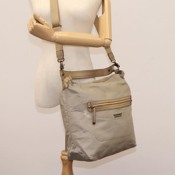 BURBERRY Blue Label Shoulder Bag Nylon 2way Beige Auth ti2857