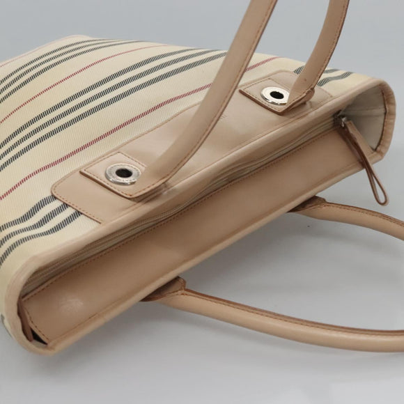 BURBERRY Hand Bag Canvas Beige Auth ti2859