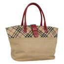 BURBERRY Blue Label Nova Check Tote Bag Canvas Beige Auth ti2867-1