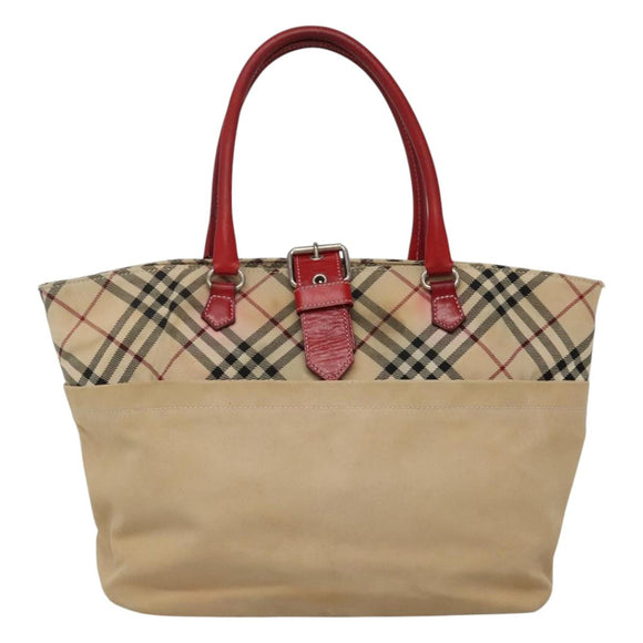 BURBERRY Blue Label Nova Check Tote Bag Canvas Beige Auth ti2867