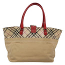 BURBERRY Blue Label Nova Check Tote Bag Canvas Beige Auth ti2867-2