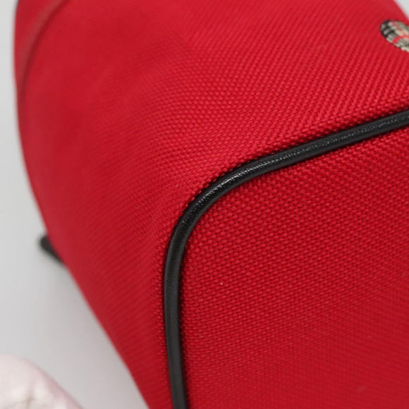 BURBERRY Vanity Cosmetic Pouch Canvas Red Auth ti2868