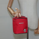 BURBERRY Vanity Cosmetic Pouch Canvas Red Auth ti2868-20