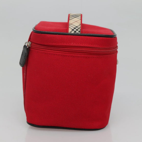 BURBERRY Vanity Cosmetic Pouch Canvas Red Auth ti2868
