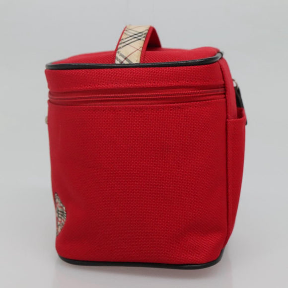 BURBERRY Vanity Cosmetic Pouch Canvas Red Auth ti2868