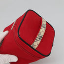 BURBERRY Vanity Cosmetic Pouch Canvas Red Auth ti2868-6