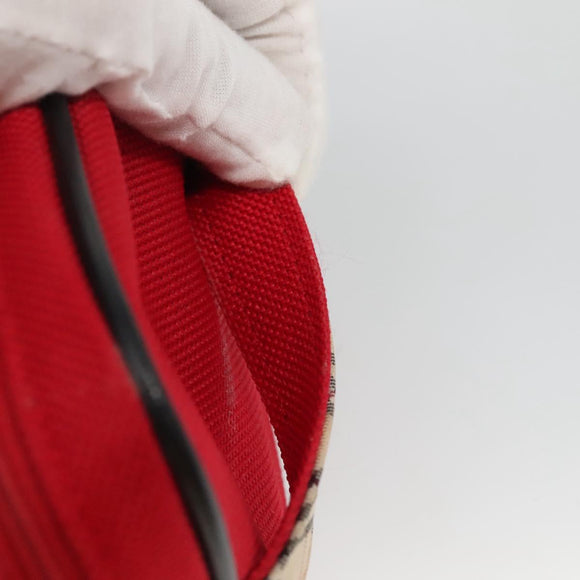 BURBERRY Vanity Cosmetic Pouch Canvas Red Auth ti2868