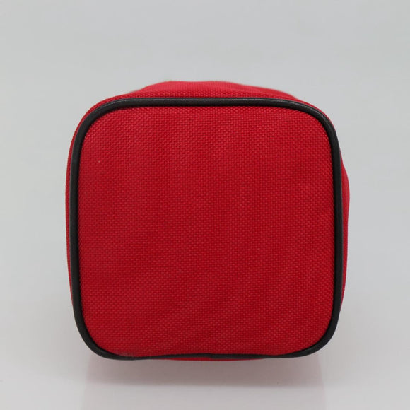 BURBERRY Vanity Cosmetic Pouch Canvas Red Auth ti2868
