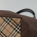 Burberrys Blue Label Tote Bag Nylon Brown Auth ti2871-14
