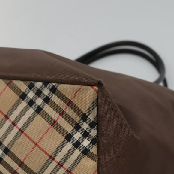 Burberrys Blue Label Tote Bag Nylon Brown Auth ti2871