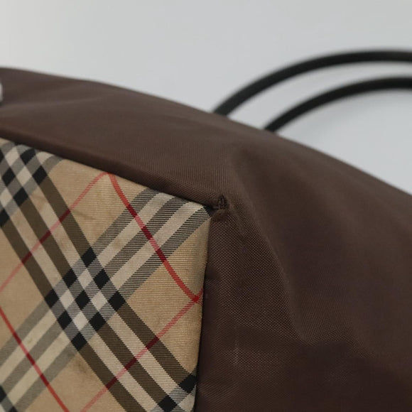 Burberrys Blue Label Tote Bag Nylon Brown Auth ti2871
