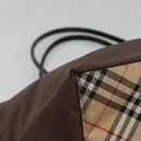 Burberrys Blue Label Tote Bag Nylon Brown Auth ti2871-9