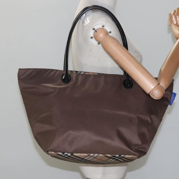 Burberrys Blue Label Tote Bag Nylon Brown Auth ti2871