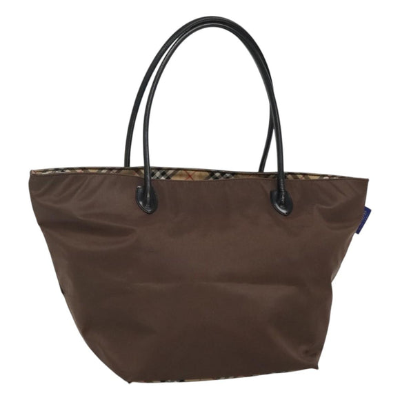 Burberrys Blue Label Tote Bag Nylon Brown Auth ti2871
