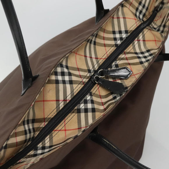 Burberrys Blue Label Tote Bag Nylon Brown Auth ti2871