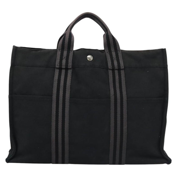 HERMES Fourre Tout MM Hand Bag Canvas Black Auth ti2874
