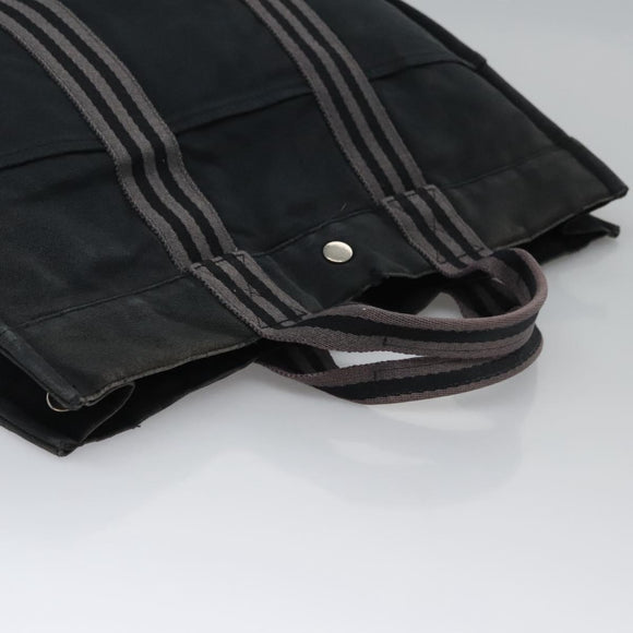 HERMES Fourre Tout MM Hand Bag Canvas Black Auth ti2874