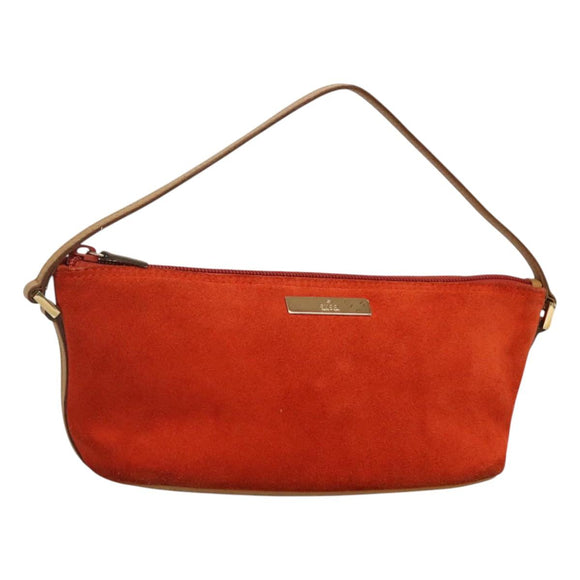 GUCCI Accessory Pouch Suede Orange 039 1103 Auth ti2878