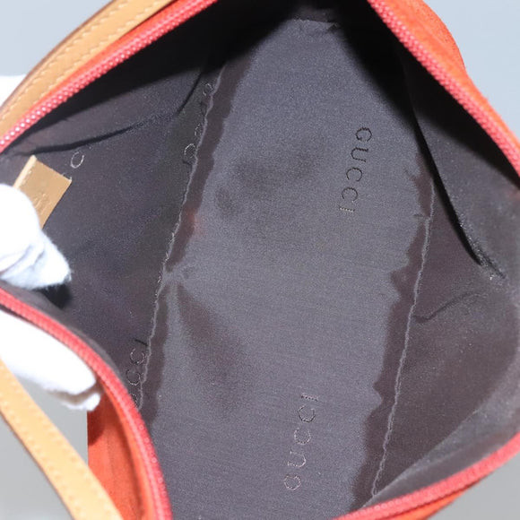 GUCCI Accessory Pouch Suede Orange 039 1103 Auth ti2878