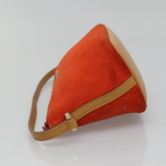 GUCCI Accessory Pouch Suede Orange 039 1103 Auth ti2878