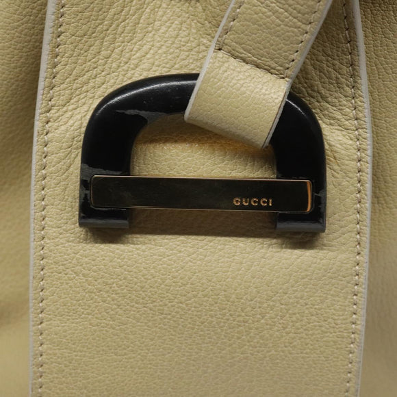 GUCCI Shoulder Bag Leather Beige Auth ti2881