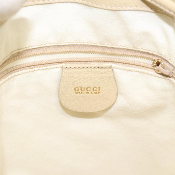 GUCCI Shoulder Bag Leather Beige Auth ti2881