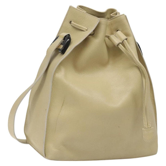 GUCCI Shoulder Bag Leather Beige Auth ti2881