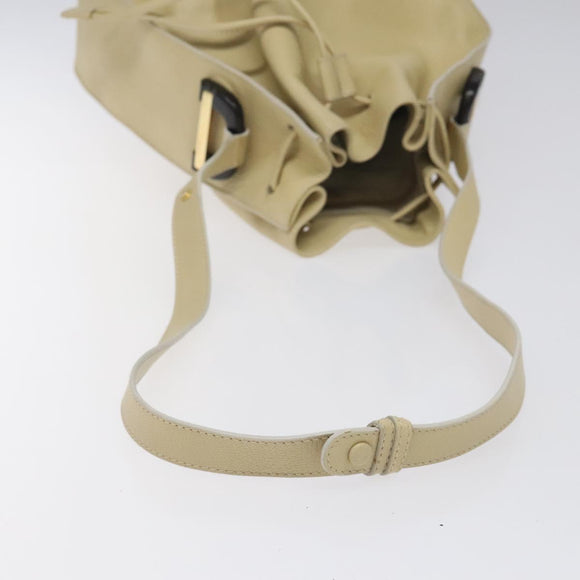 GUCCI Shoulder Bag Leather Beige Auth ti2881