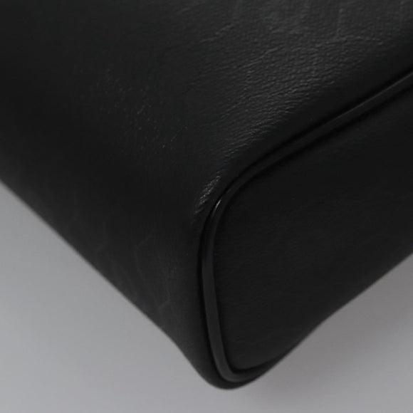 Christian Dior Honeycomb Canvas Clutch Bag PVC Leather Black Silver Auth ti2892