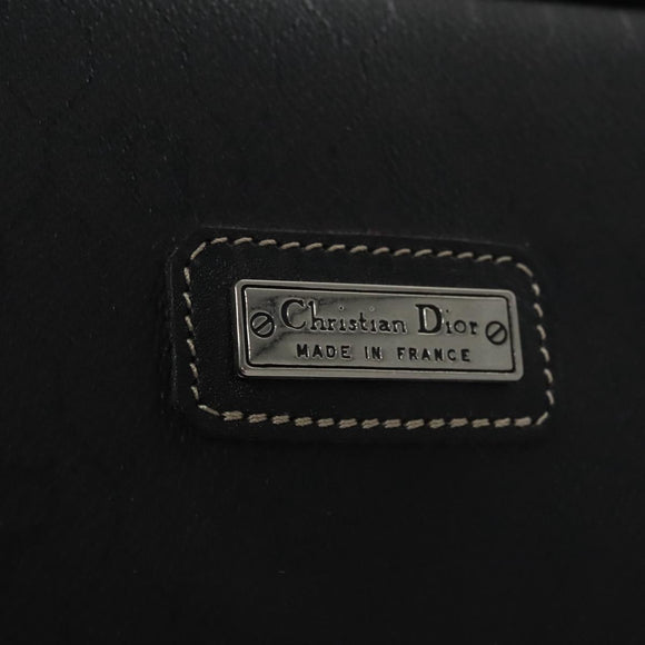Christian Dior Honeycomb Canvas Clutch Bag PVC Leather Black Silver Auth ti2892