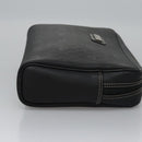 Christian Dior Honeycomb Canvas Clutch Bag PVC Leather Black Silver Auth ti2892-3