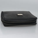 Christian Dior Honeycomb Canvas Clutch Bag PVC Leather Black Silver Auth ti2892-5