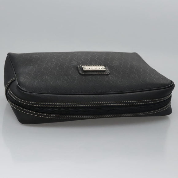 Christian Dior Honeycomb Canvas Clutch Bag PVC Leather Black Silver Auth ti2892