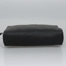 Christian Dior Honeycomb Canvas Clutch Bag PVC Leather Black Silver Auth ti2892-6