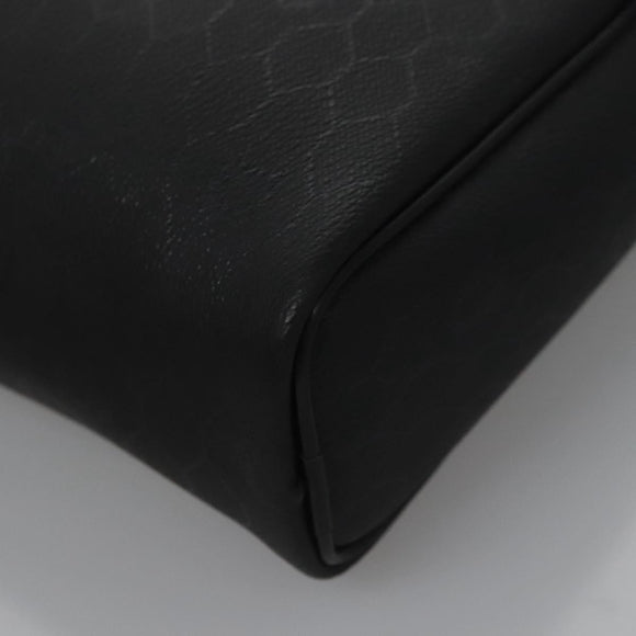 Christian Dior Honeycomb Canvas Clutch Bag PVC Leather Black Silver Auth ti2892