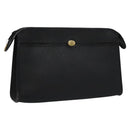 Christian Dior Honeycomb Canvas Clutch Bag PVC Leather Black Gold Auth ti2893-1