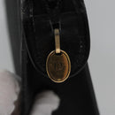 Christian Dior Honeycomb Canvas Clutch Bag PVC Leather Black Gold Auth ti2893-8