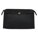 Christian Dior Honeycomb Canvas Clutch Bag PVC Leather Black Gold Auth ti2893-13