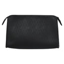 Christian Dior Honeycomb Canvas Clutch Bag PVC Leather Black Gold Auth ti2893-2